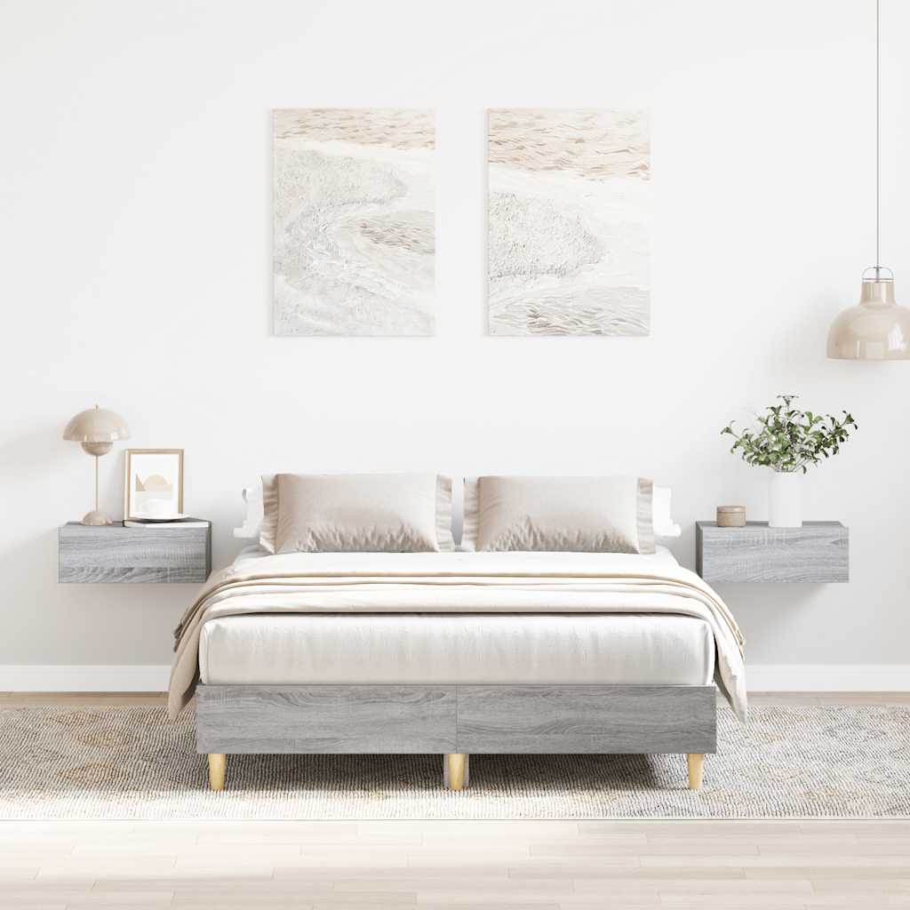 Estrutura de cama sem colchão 135x190 cm cinza sonoma