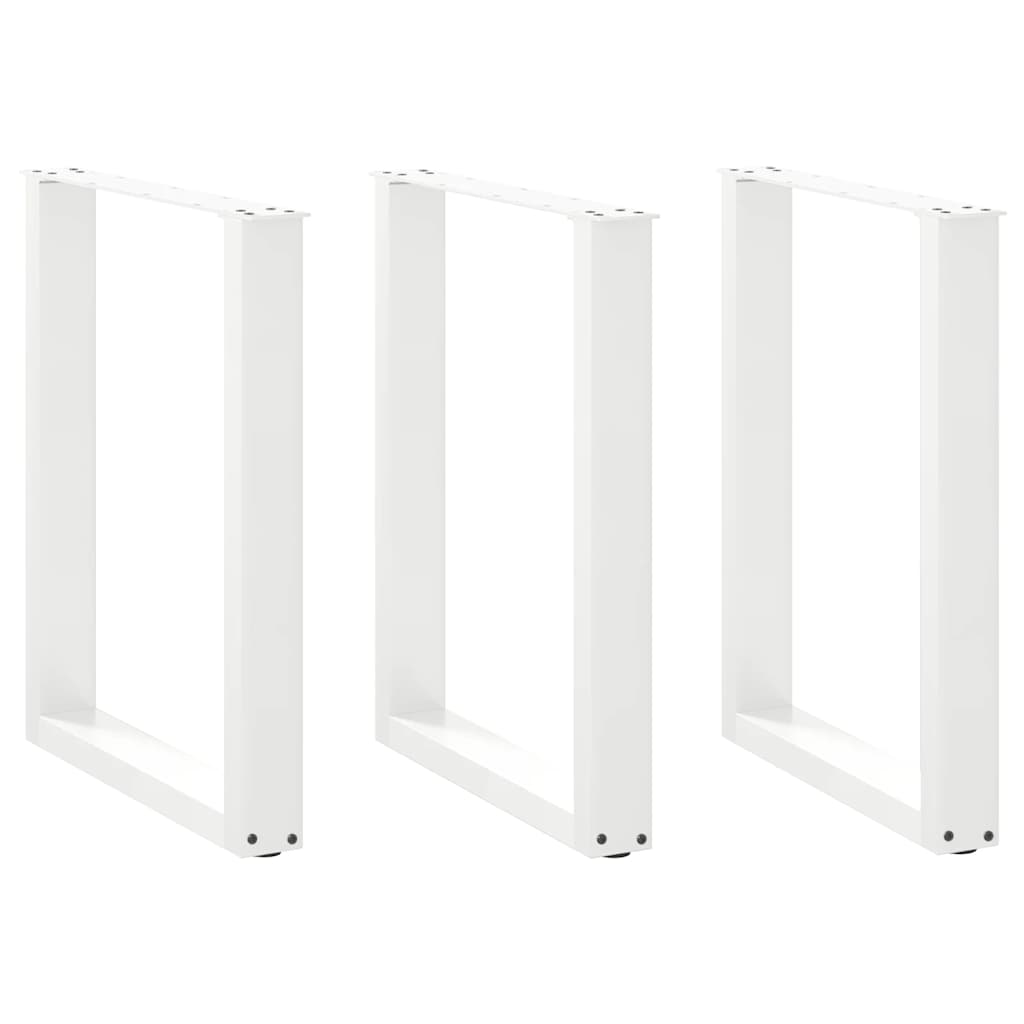 Pés de mesa de jantar em forma de u, 3 peças, branco, 70 x (72-73) cm, aço