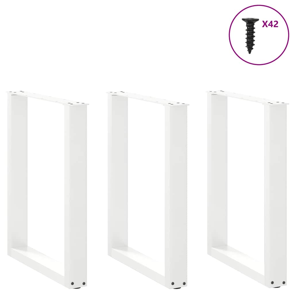 Pés de mesa de jantar em forma de u, 3 peças, branco, 70 x (72-73) cm, aço