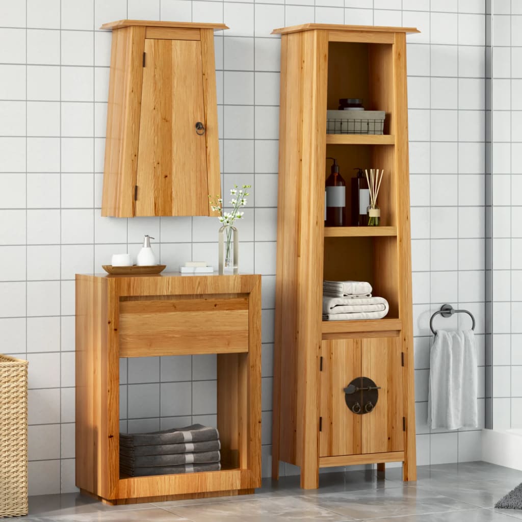 2 Pcs conjunto móveis p/ casa de banho madeira de pinho maciça