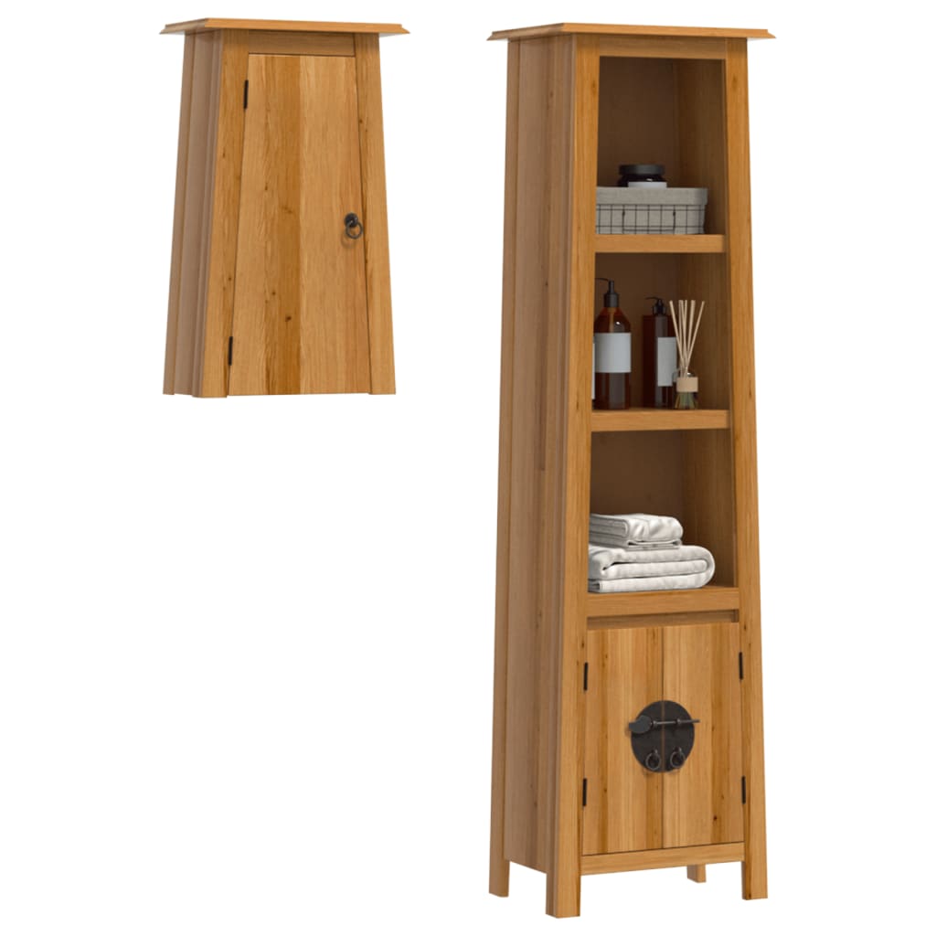 2 Pcs conjunto móveis p/ casa de banho madeira de pinho maciça