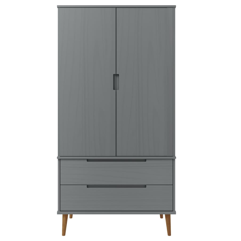 Roupeiro molde 90x55x175 cm pinho maciço cinza