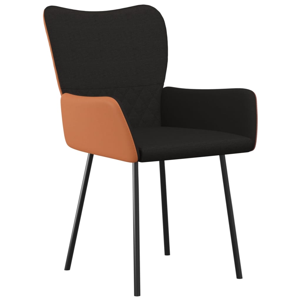 Cadeiras de jantar 2 pcs tecido/couro artificial preto