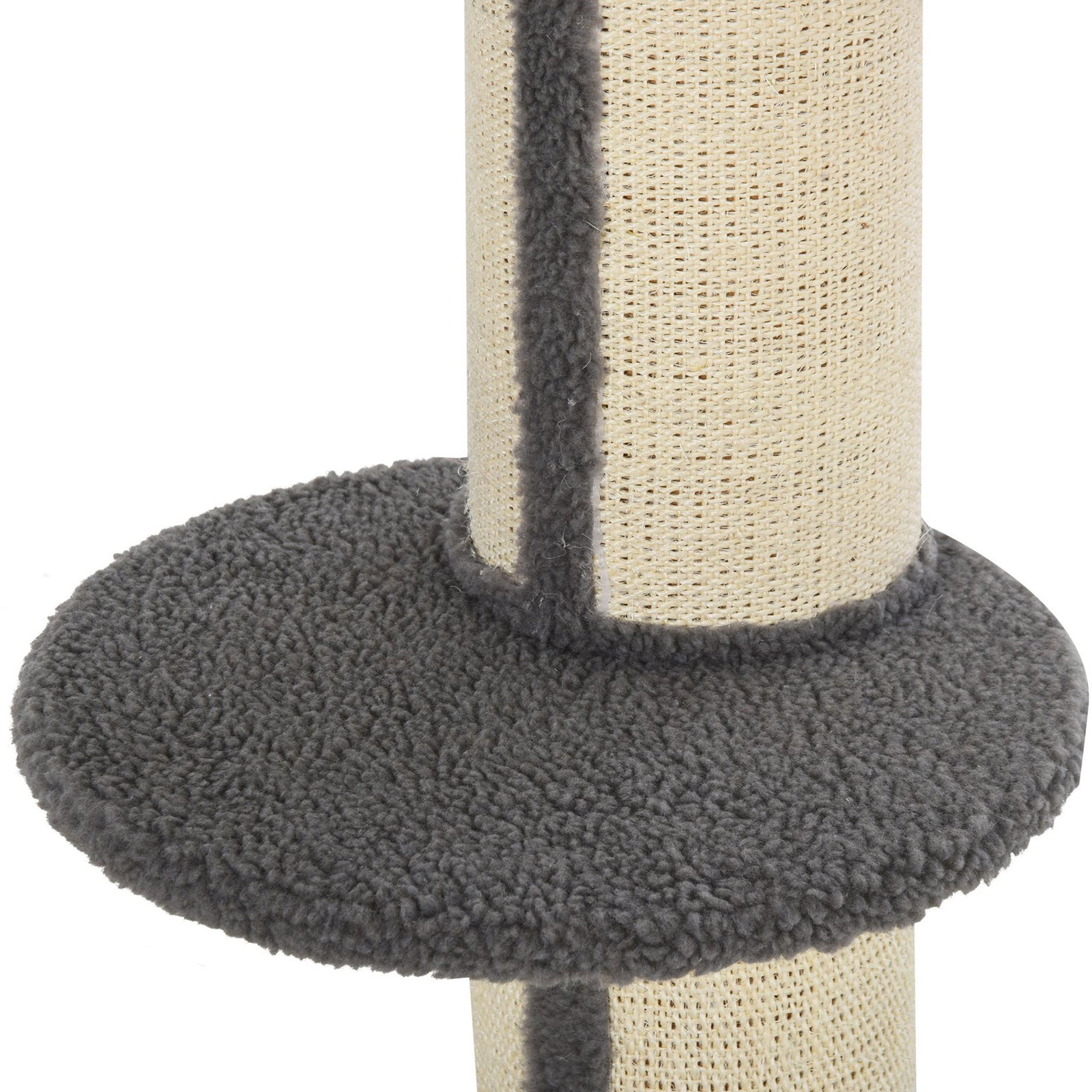 Arranhador para gatos altura 91 cm de 3 níveis com ninho plataforma e poste de sisal 45x45x91 cm cinza