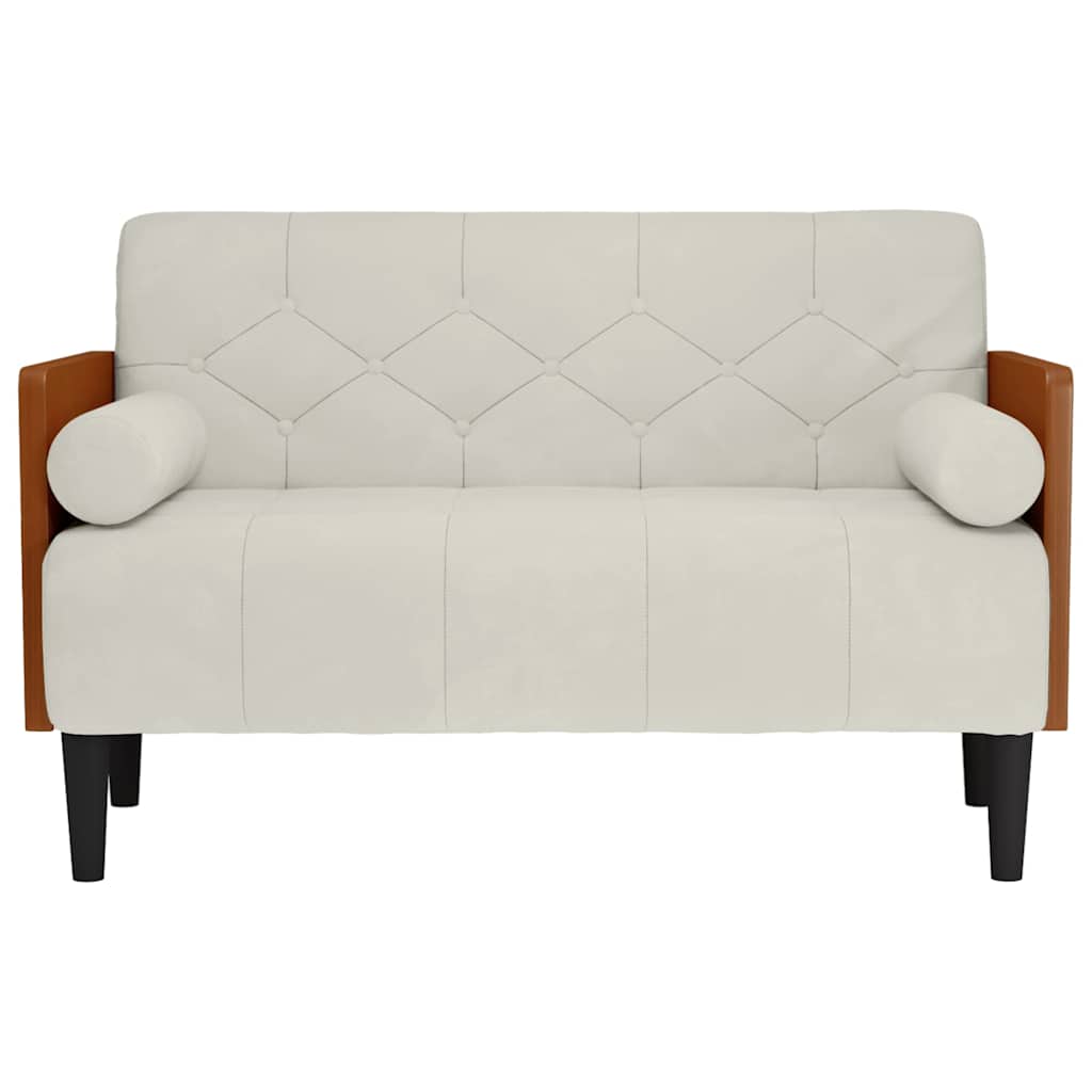 Sofá-luvas com rolos 110 cm veludo creme