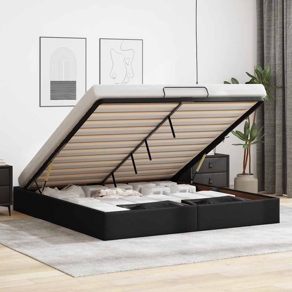Estrutura de cama otomana sem colchão 160x200 cm preto