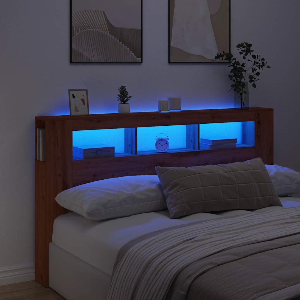 Cabeceira com luzes LED derivados de madeira carvalho artisiano