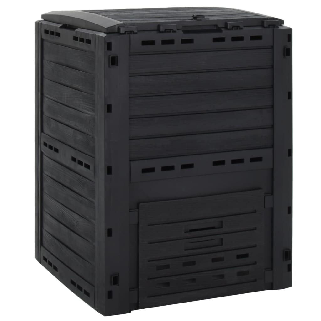 Caixote de compostagem para jardim 280 l polipropileno preto