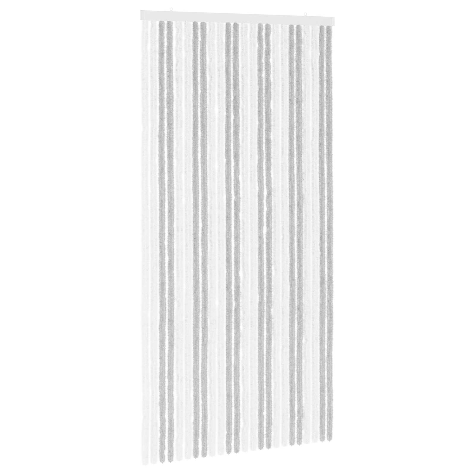 Cortina de insetos chenille cinza claro e branco 100 x 200 cm