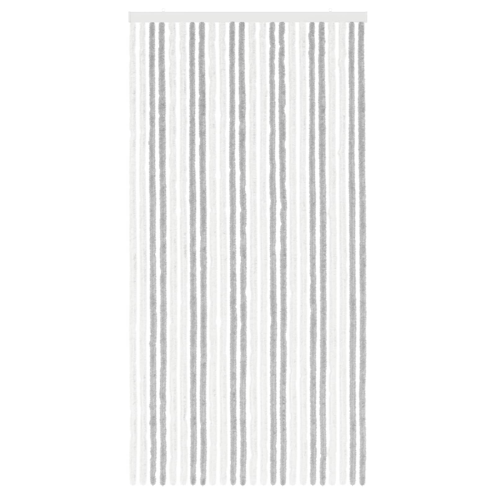 Cortina de insetos chenille cinza claro e branco 100 x 200 cm