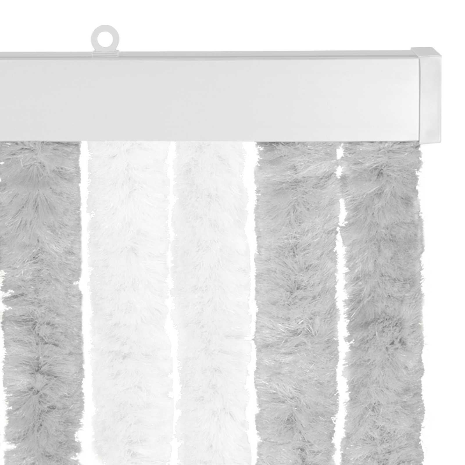 Cortina de insetos chenille cinza claro e branco 100 x 200 cm