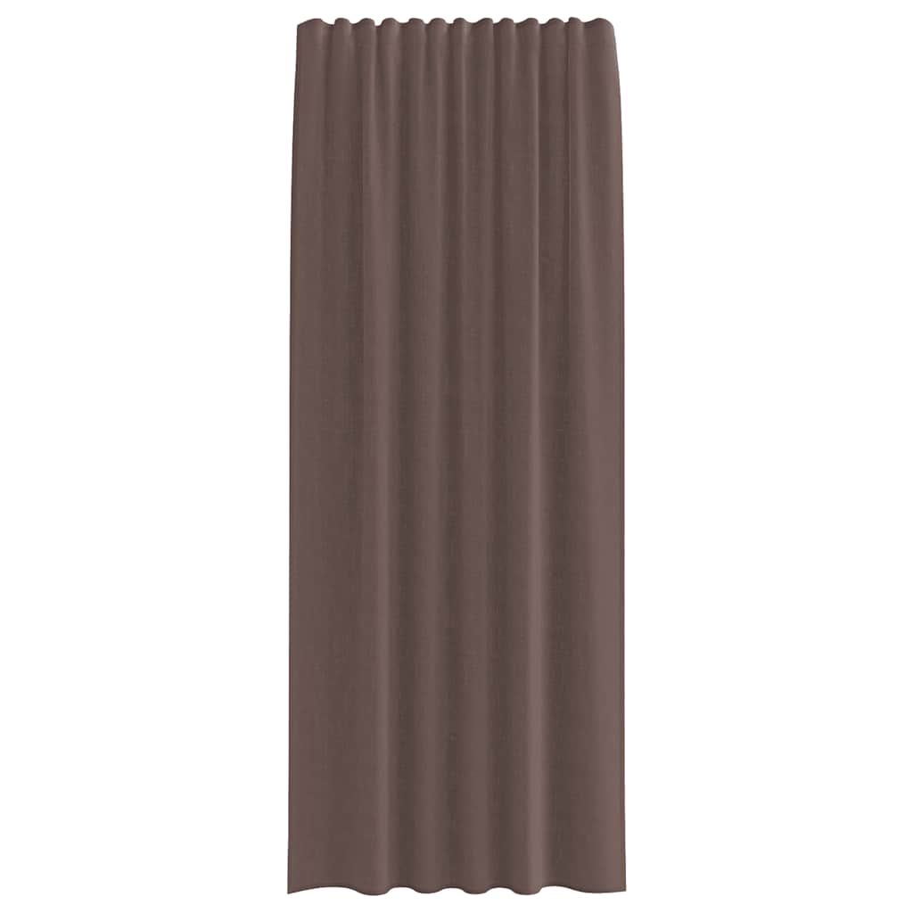 Cortinas de voile com bolsos para varão 2 pcs castanho