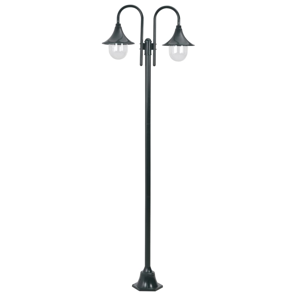 Candeeiro de pé jardim 2 braços e27 220cm alumínio verde escuro