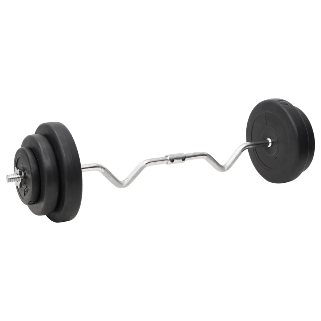 Barra curva e haltere com discos 60 kg