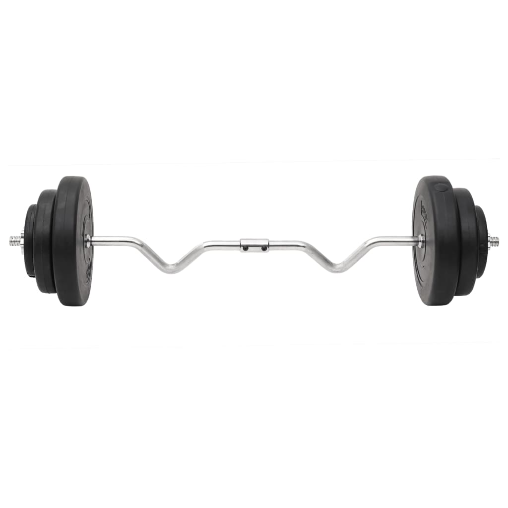 Barra curva e haltere com discos 60 kg