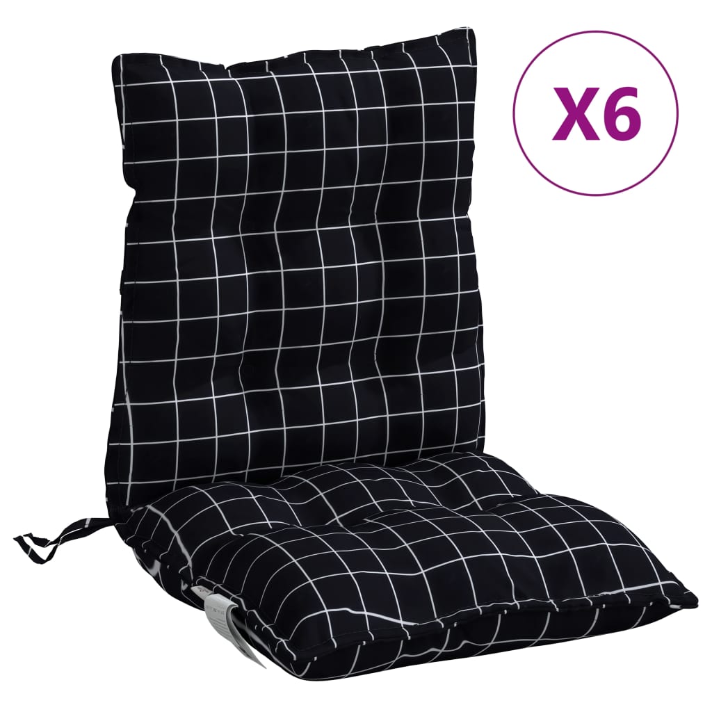 Almofadões cadeira encosto baixo 6 pcs oxford xadrez preto