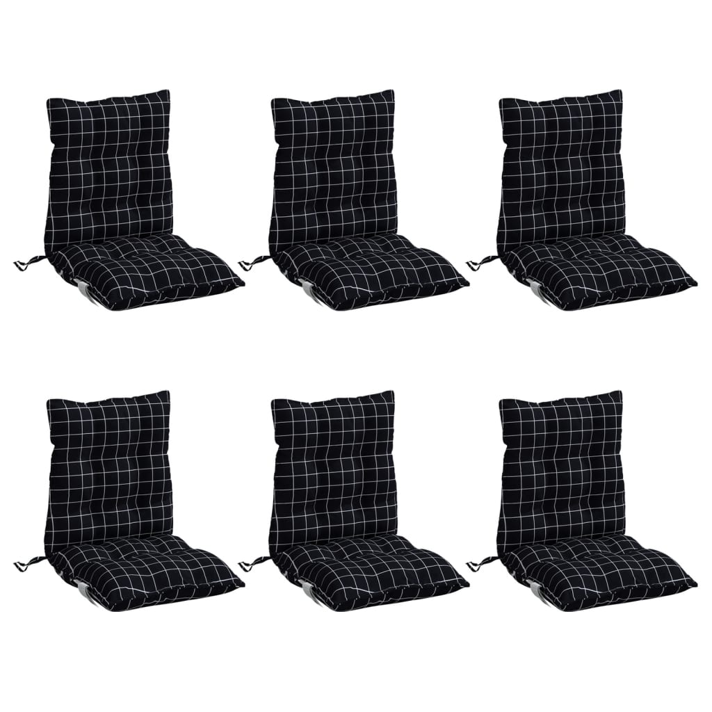 Almofadões cadeira encosto baixo 6 pcs oxford xadrez preto