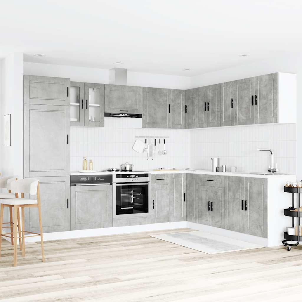 14 Peças armário de cozinha conjunto porto concreto cinza