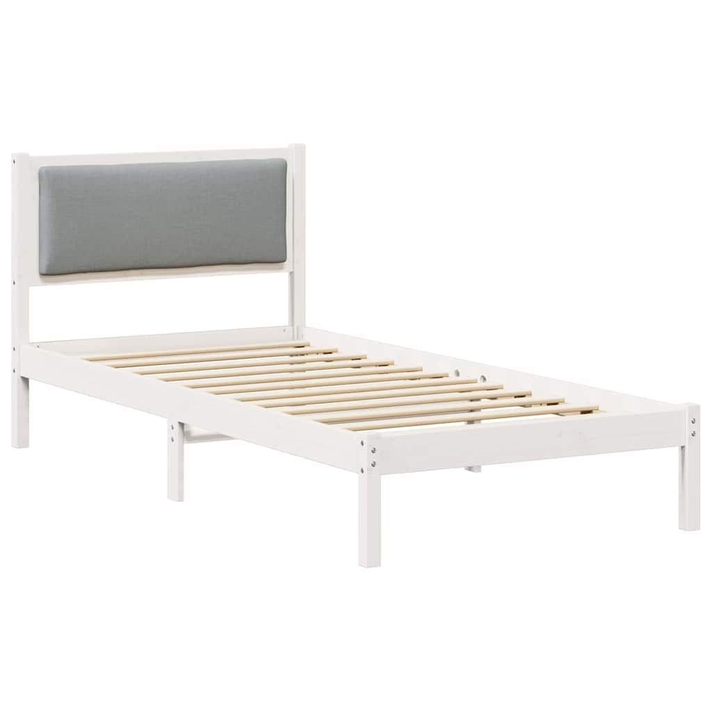 Estrutura da cama com cabeceira cinzento-claro 90 x 190 cm