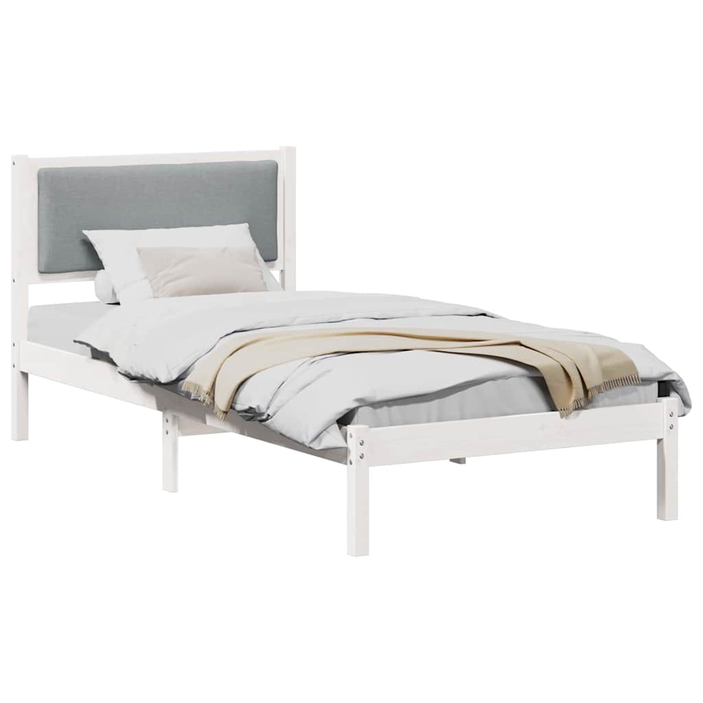 Estrutura da cama com cabeceira cinzento-claro 90 x 190 cm