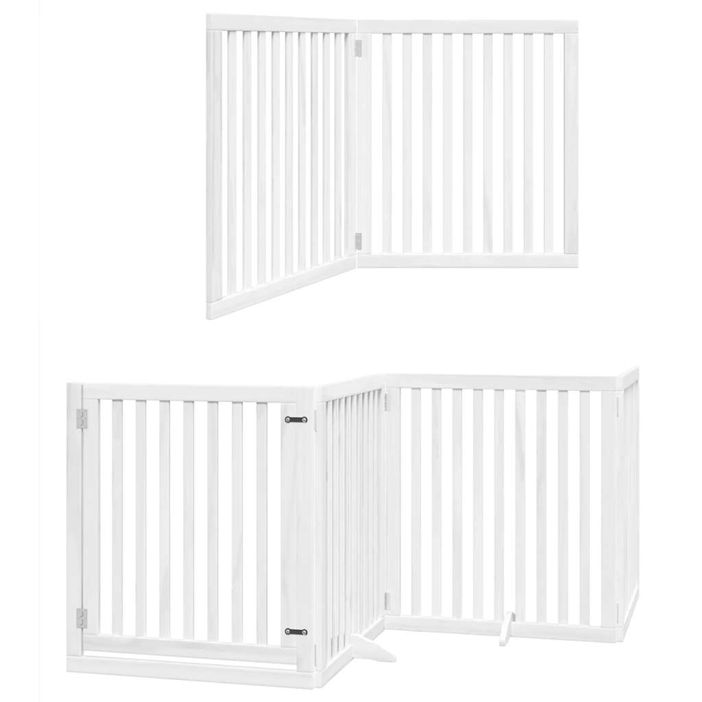 Portão p/ cães com porta dobrável 6 painéis 480 cm álamo branco