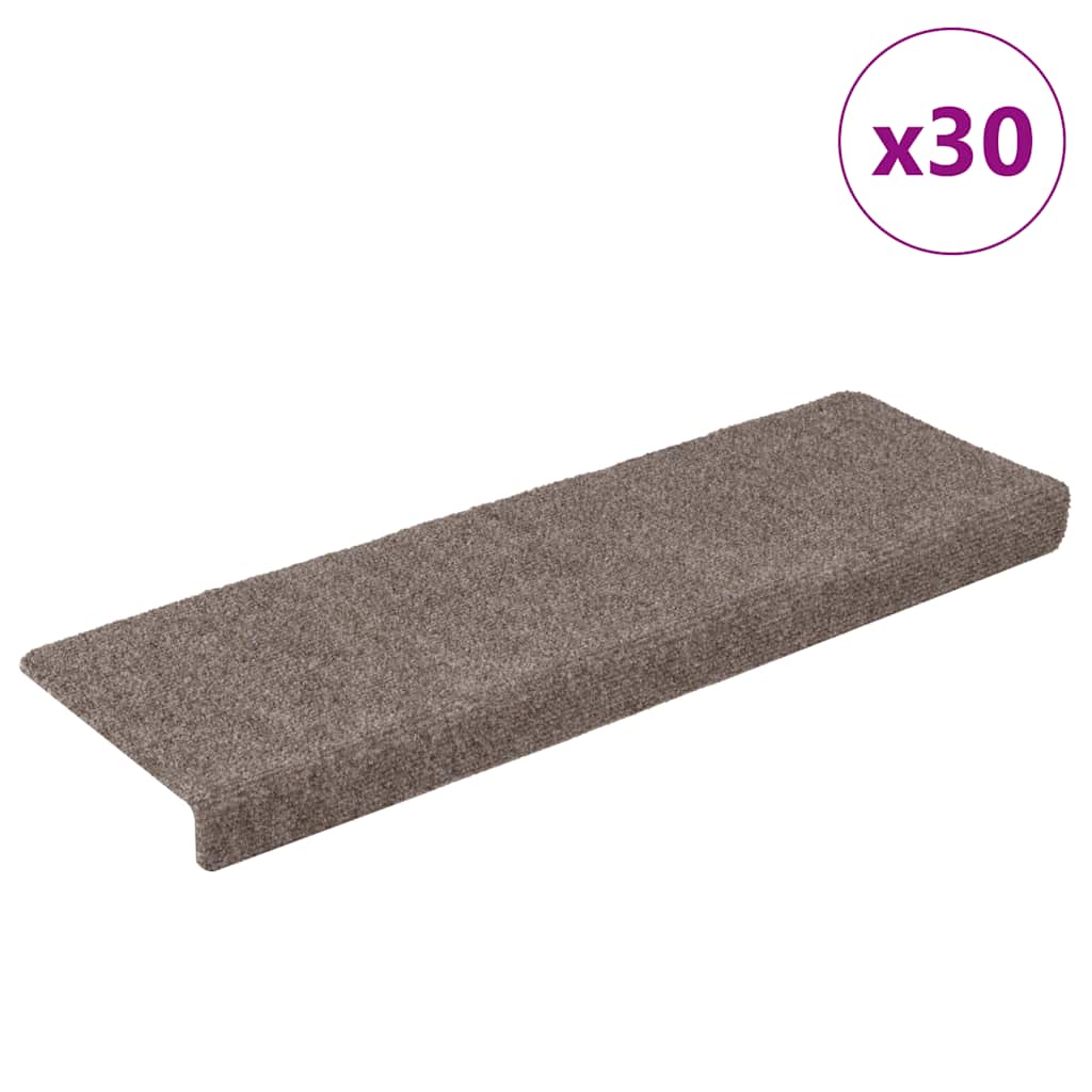 Tapetes de escada autoadesivos 30 peças 65x21x4 cm bege com borda retangular