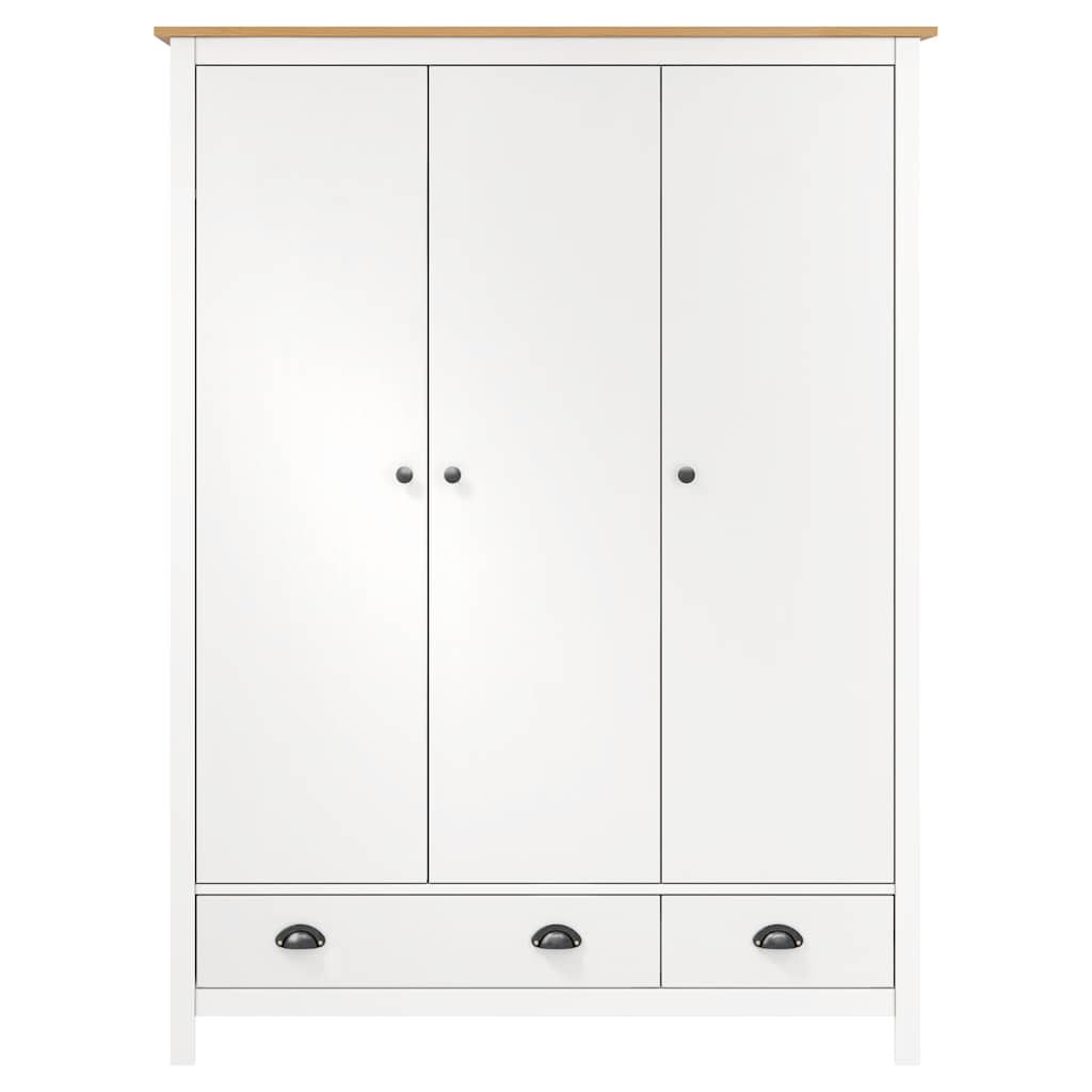 Roupeiro 3 portas hill 127x50x170 cm pinho maciço branco