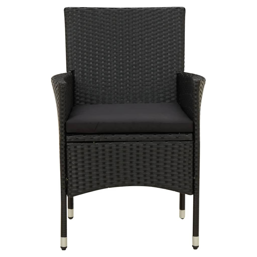 7 Pcs conjunto jantar exterior com almofadões vime PE preto