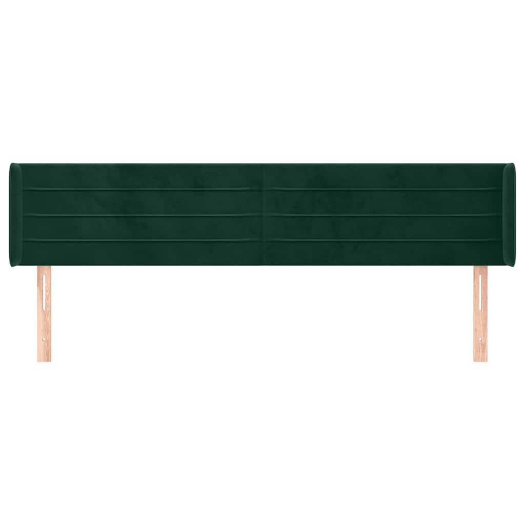 Cabeceira de cama c/ abas veludo 183x16x78/88cm verde-escuro