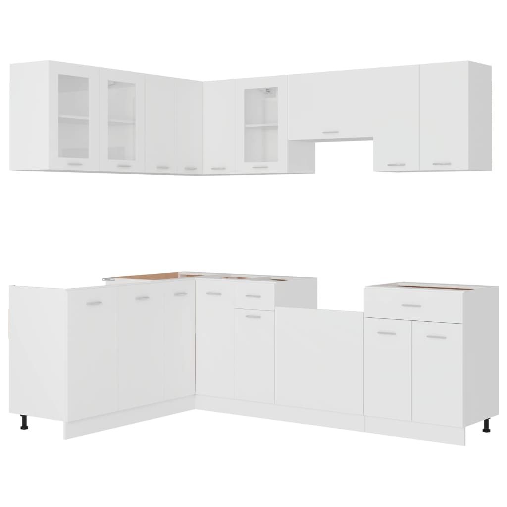 11 Pcs conjunto armários de cozinha derivados de madeira lyon branco