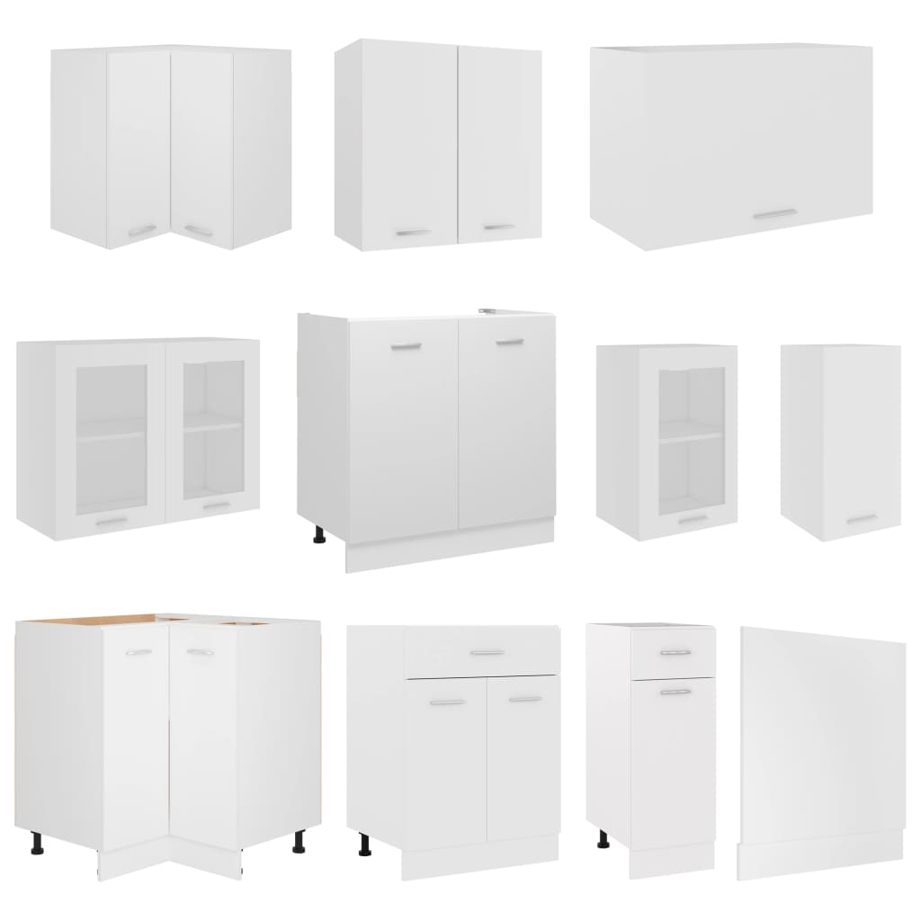 11 Pcs conjunto armários de cozinha derivados de madeira lyon branco