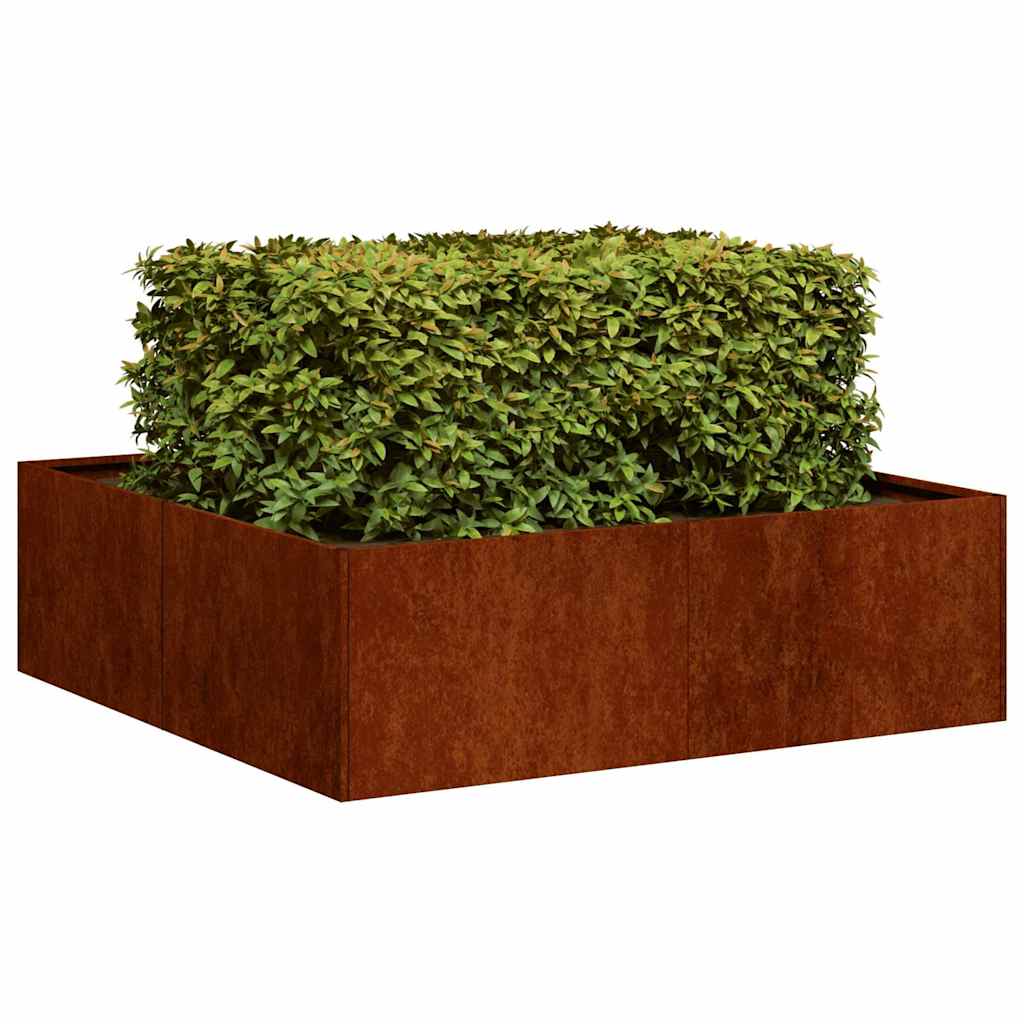 Floreira enferrujada 100x100x30 cm aço resistente
