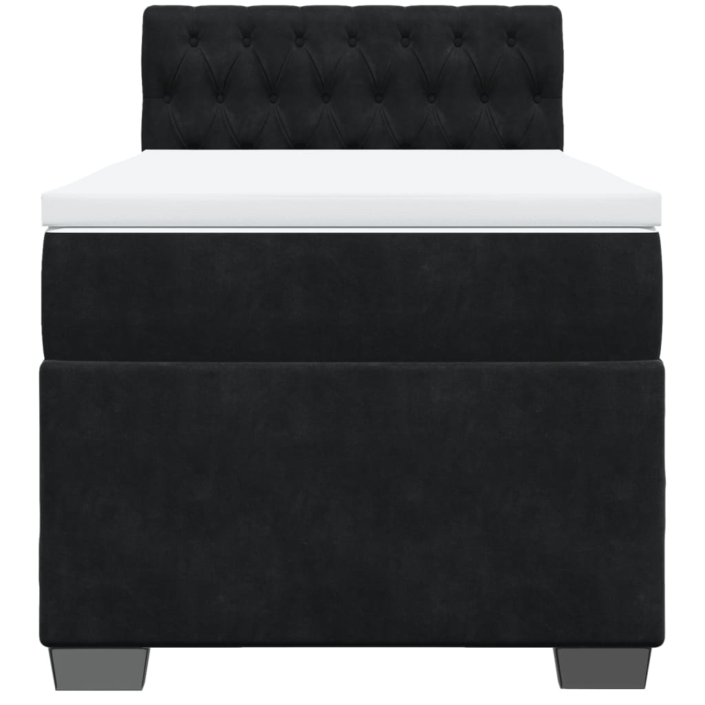 Cama com molas/colchão 90x190 cm veludo preto