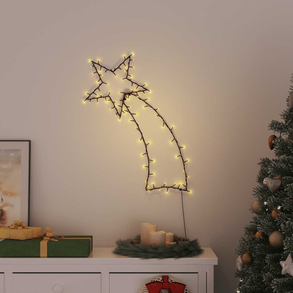 Luzes de natal silhueta estrela cadente 115 leds branco quente