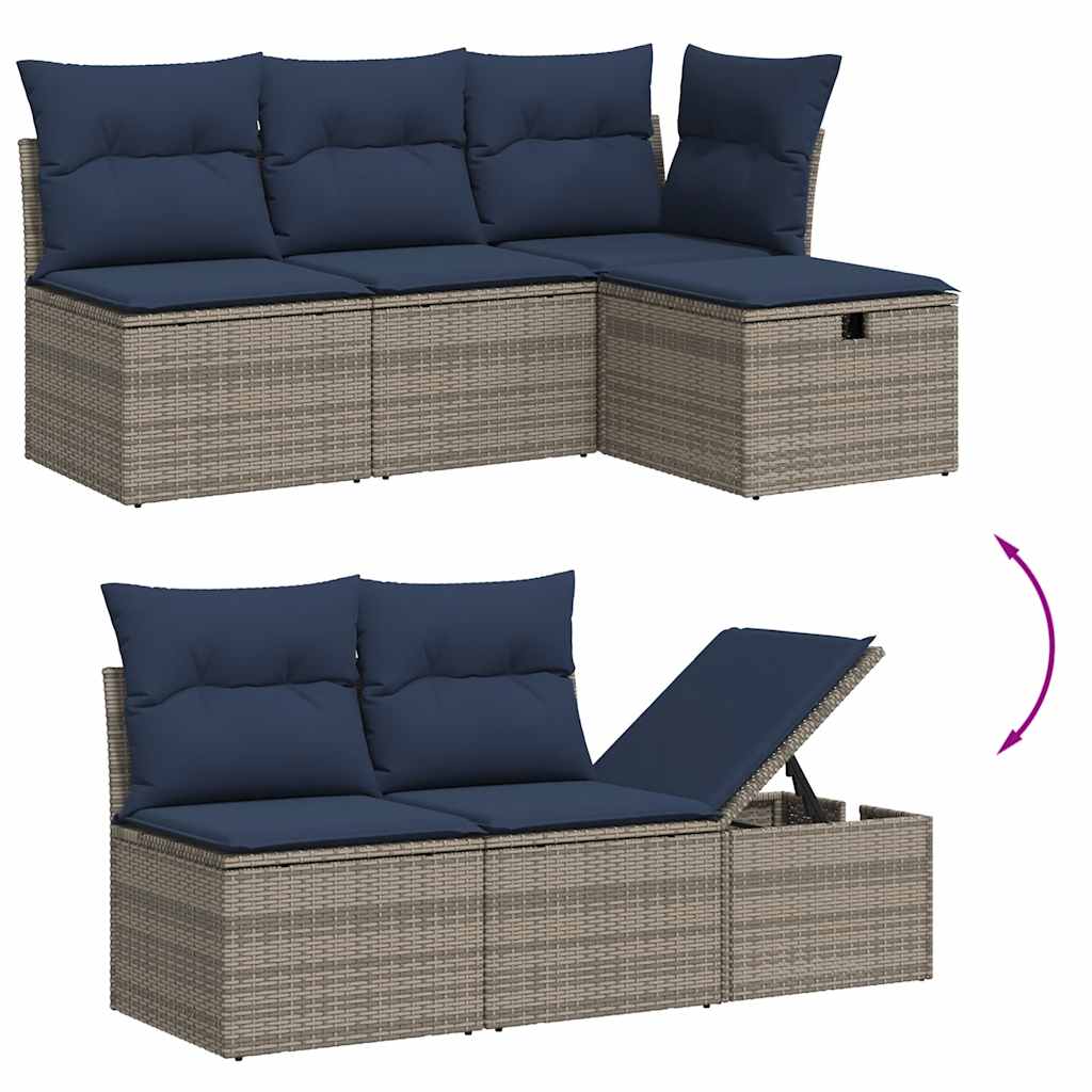 Conjunto de sofá de jardim com 6 peças e almofadas em rattan sintético cinza