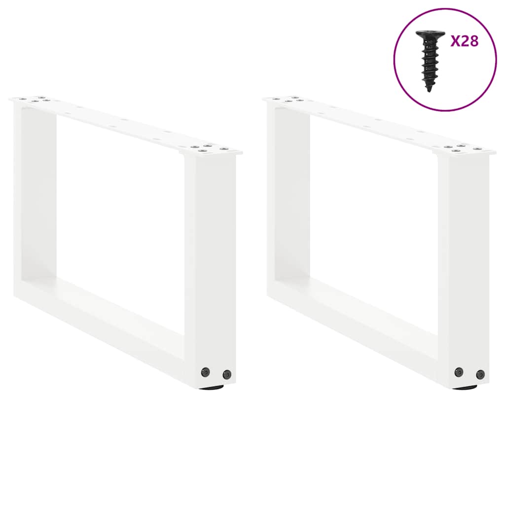 Pés para mesa de centro em formato de u, 2 peças, branco, 70x(30-31) cm, aço