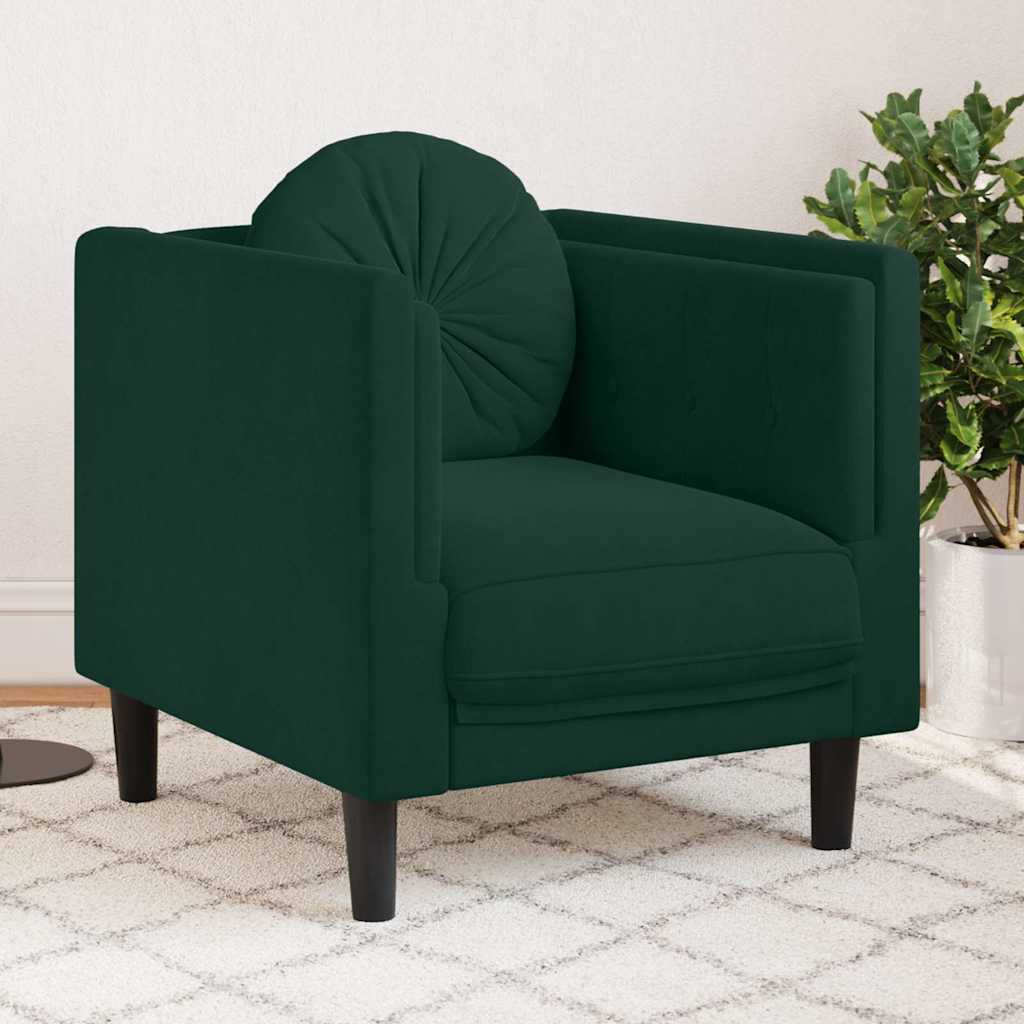 Poltrona com almofadão veludo verde-escuro