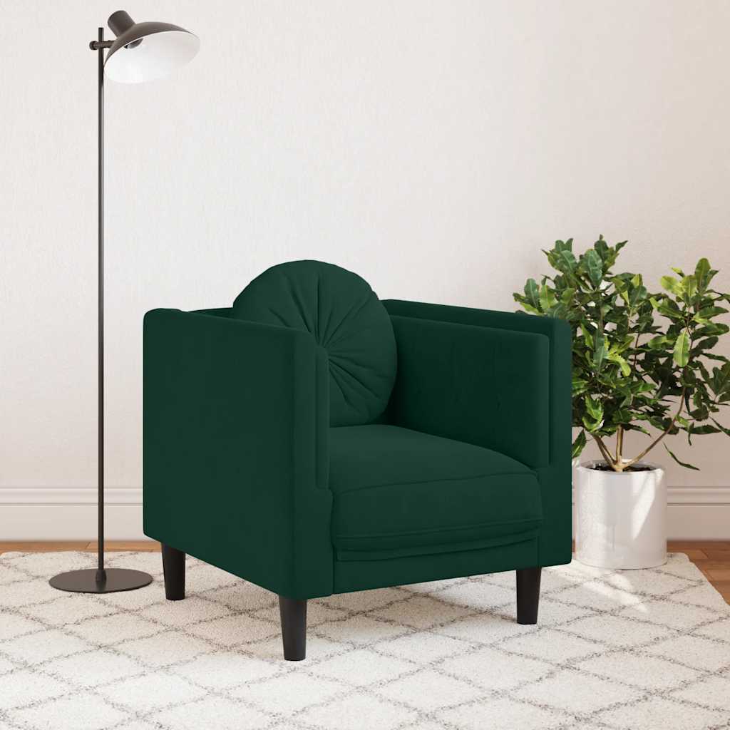 Poltrona com almofadão veludo verde-escuro