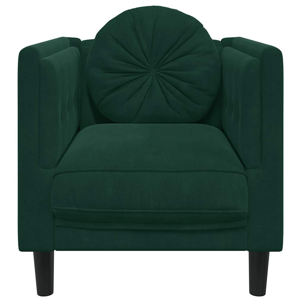 Poltrona com almofadão veludo verde-escuro