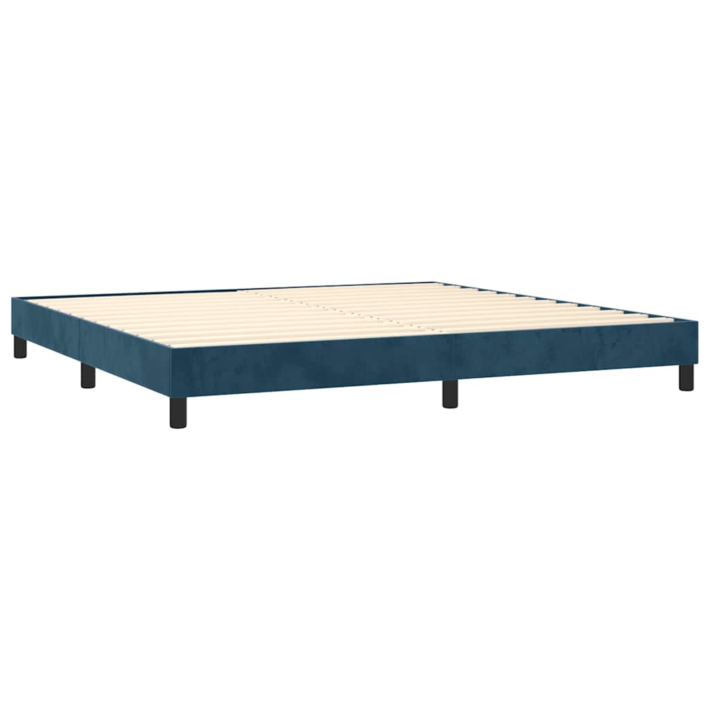 Cama com molas/colchão 200x200 cm veludo azul-escuro