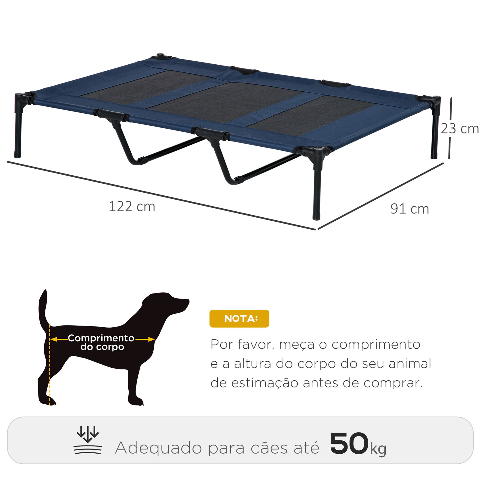 Cama para Animais de Estimação Cama Elevada para Cães Gatos com Tecido Transpirável para Dormir Relaxar Exterior Jardim Terraço