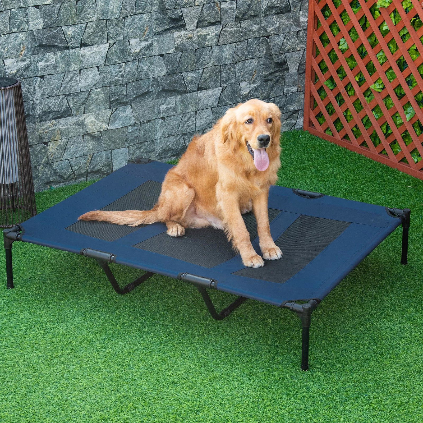Cama para Animais de Estimação Cama Elevada para Cães Gatos com Tecido Transpirável para Dormir Relaxar Exterior Jardim Terraço