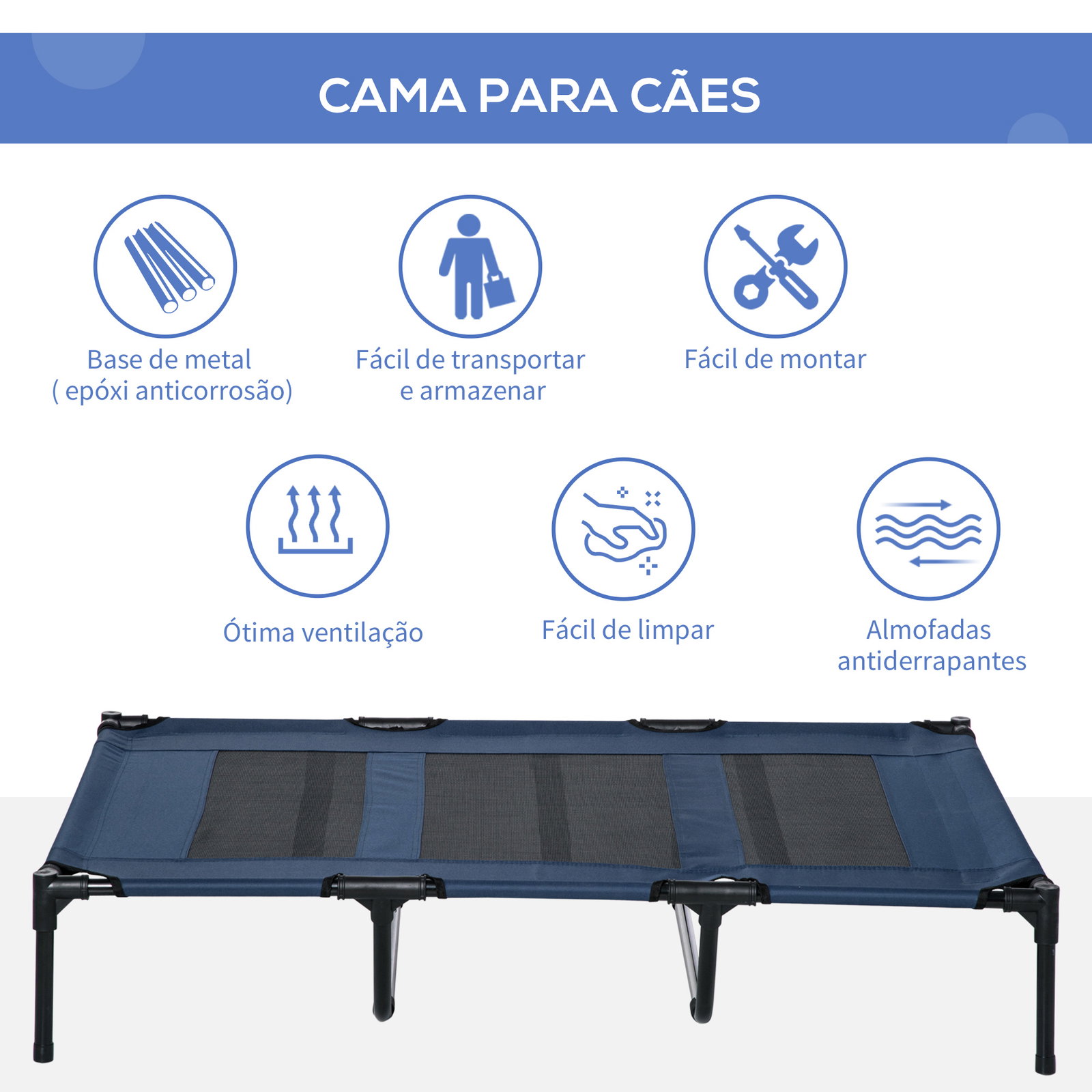 Cama para Animais de Estimação Cama Elevada para Cães Gatos com Tecido Transpirável para Dormir Relaxar Exterior Jardim Terraço