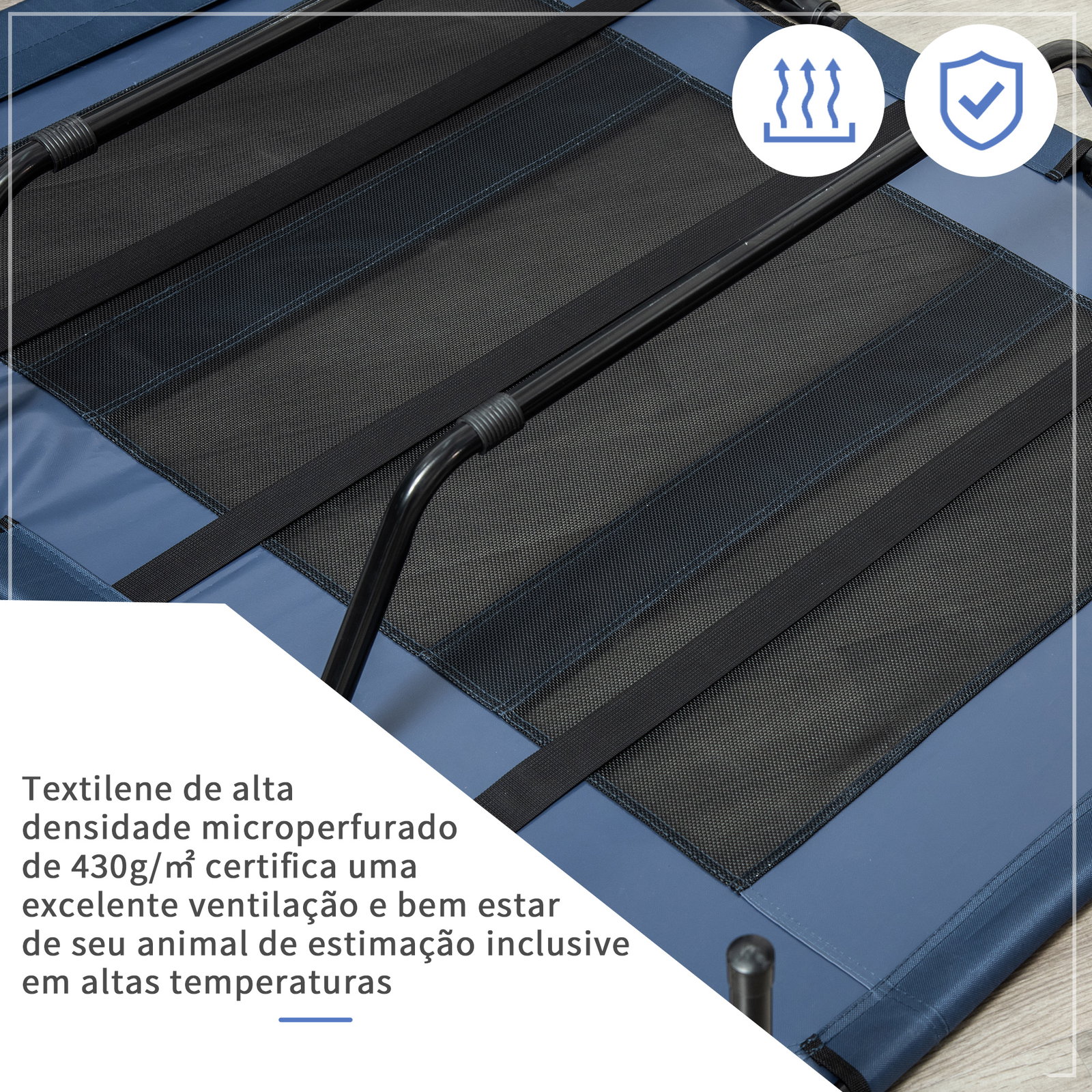Cama para Animais de Estimação Cama Elevada para Cães Gatos com Tecido Transpirável para Dormir Relaxar Exterior Jardim Terraço