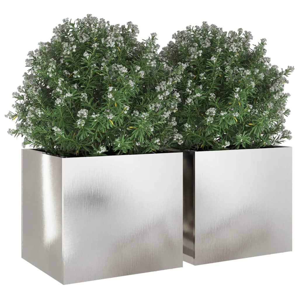 Vasos/floreiras 2 pcs 32x30x29 cm aço inoxidável prateado