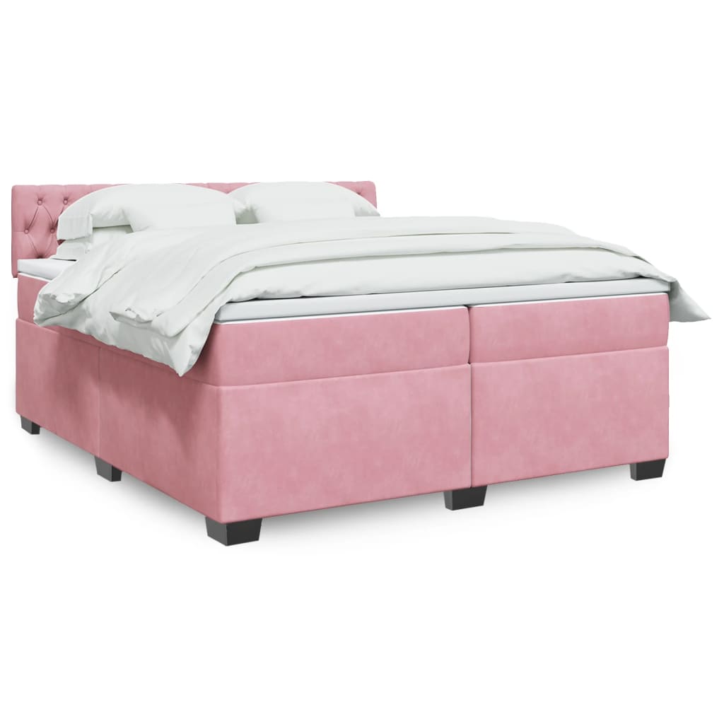 Cama com molas/colchão 200x200 cm veludo rosa