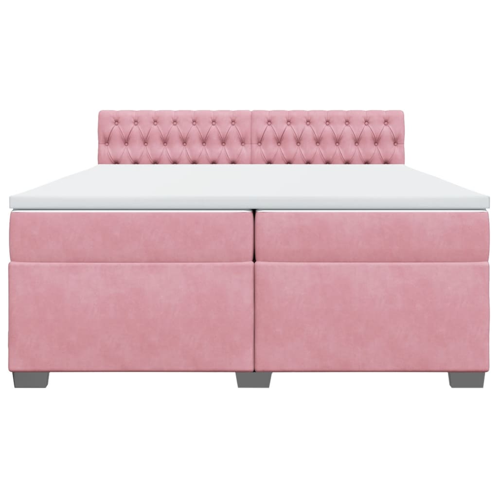 Cama com molas/colchão 200x200 cm veludo rosa