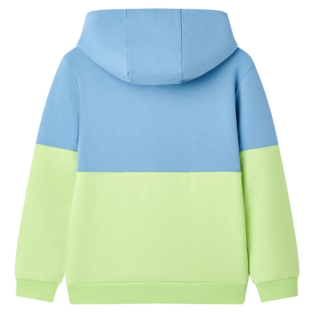 Sweatshirt para criança com capuz azul e amarelo-claro 104