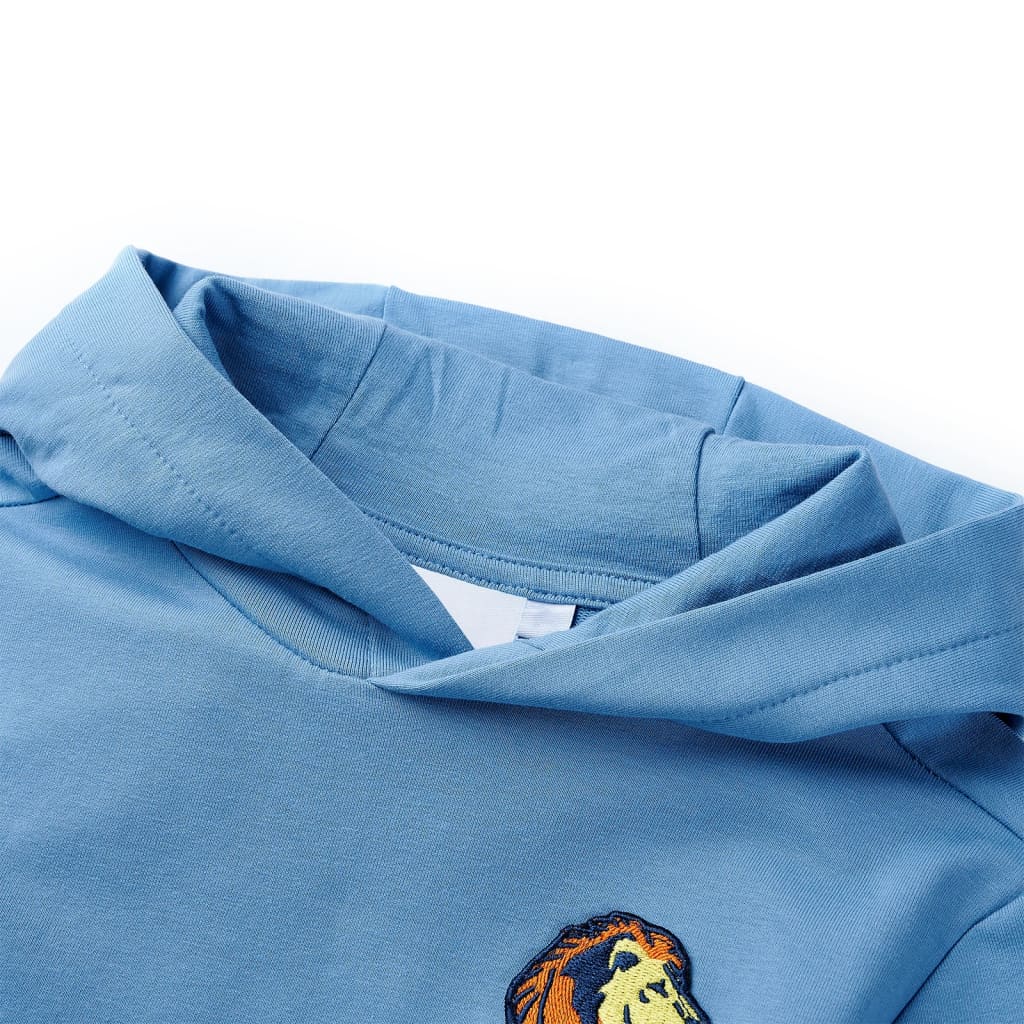 Sweatshirt para criança com capuz azul e amarelo-claro 104