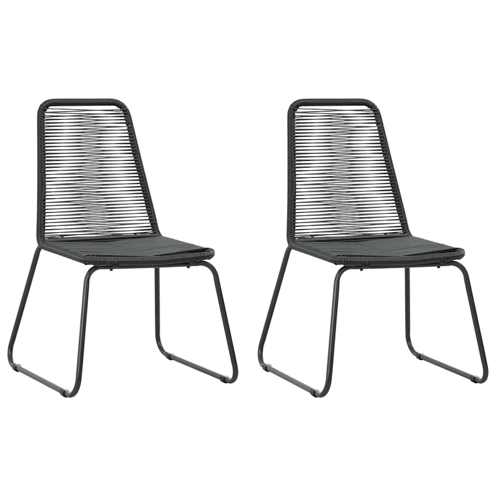3 Pcs conjunto de jantar para jardim vime de PVC preto